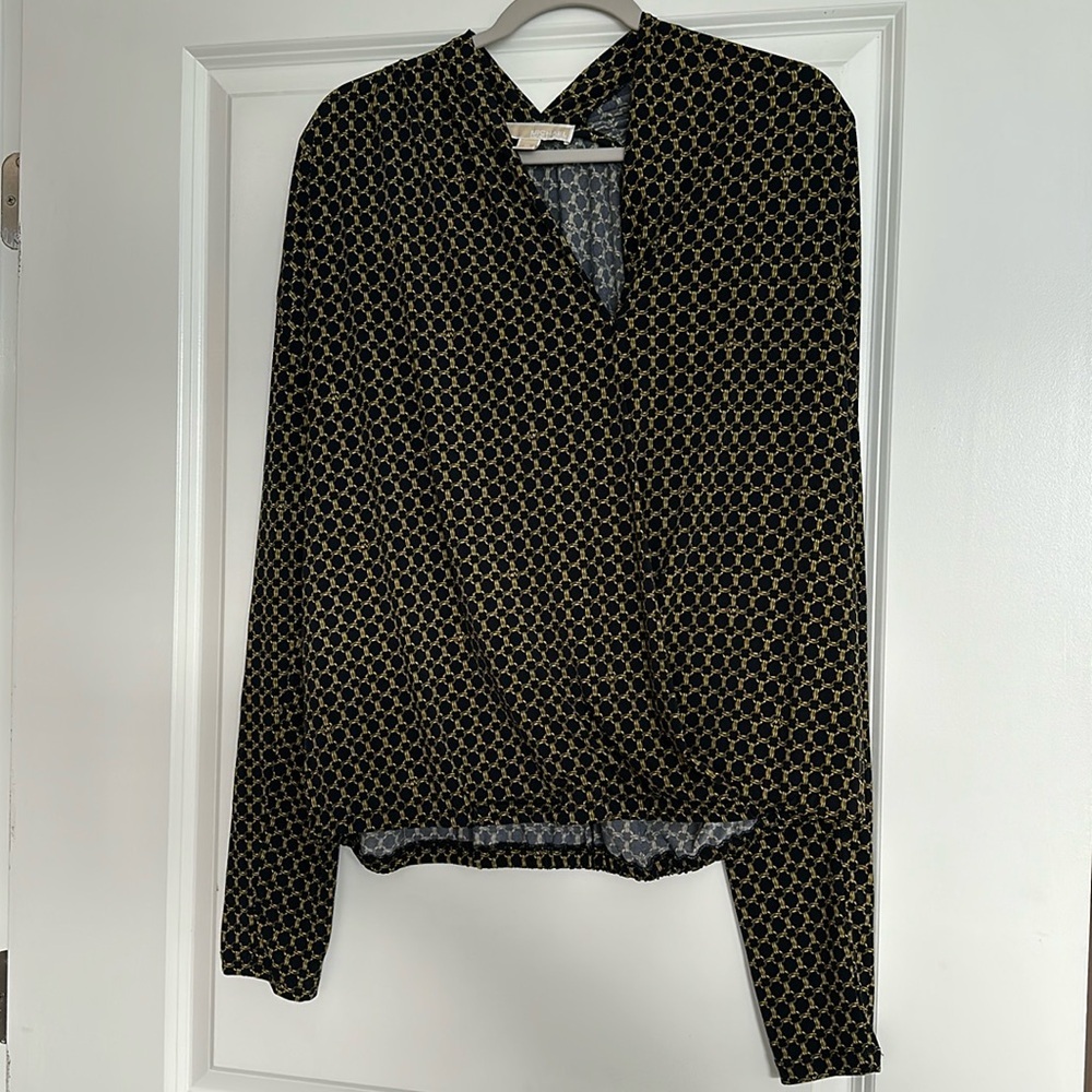 MICHAEL KORS black chain-link blouse XL